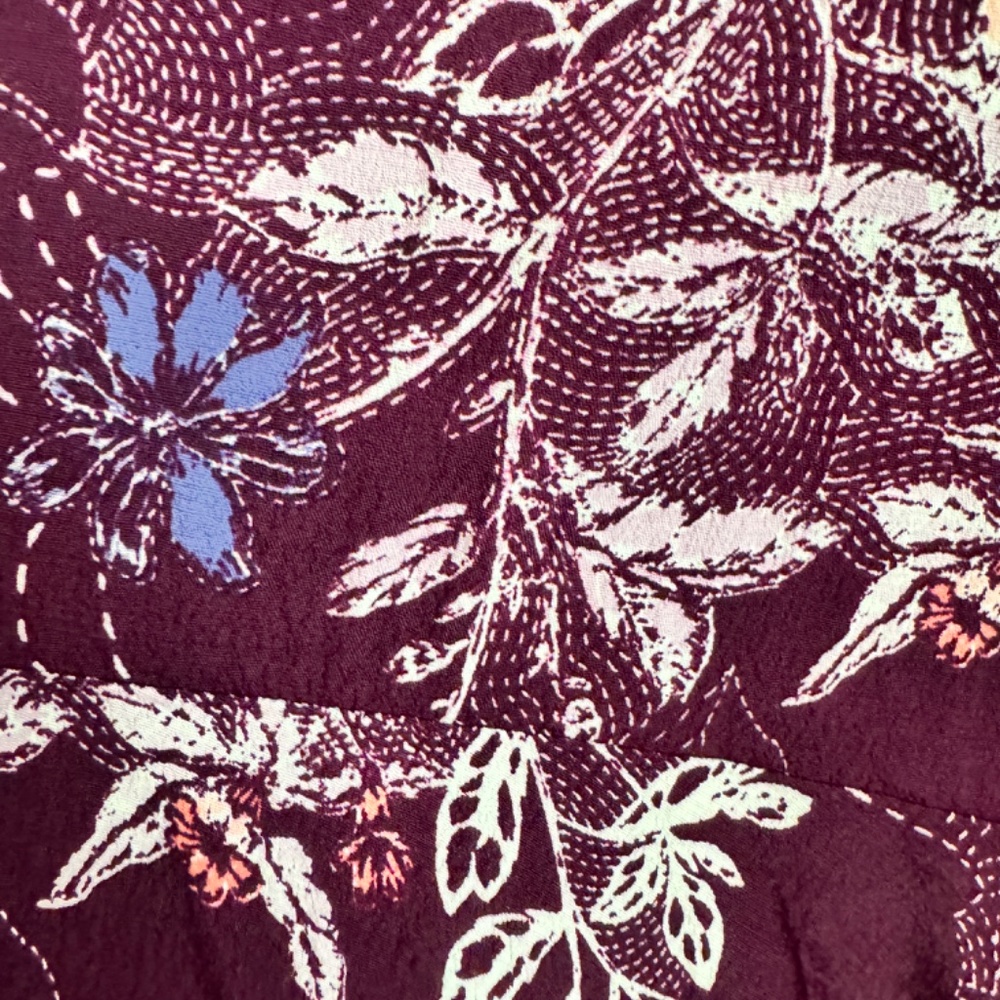 Anthropologie Maeve Merlot Floral Long Sleeve Monaco Dress Size XS - Picture 6 of 9